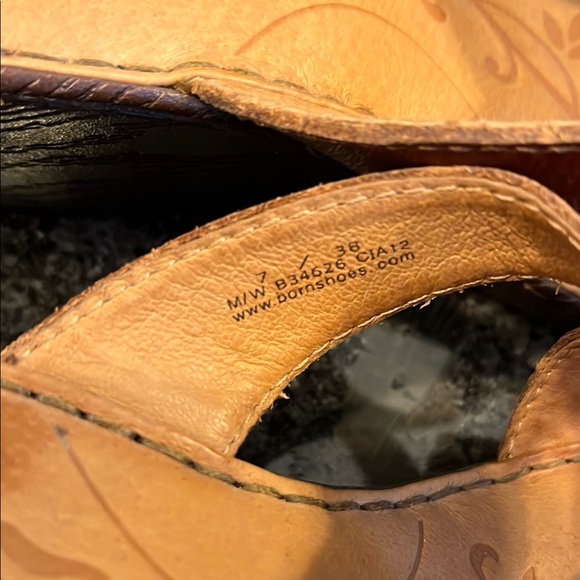 Born Brown Leather Wedge Sandals - Picture 2 of 8